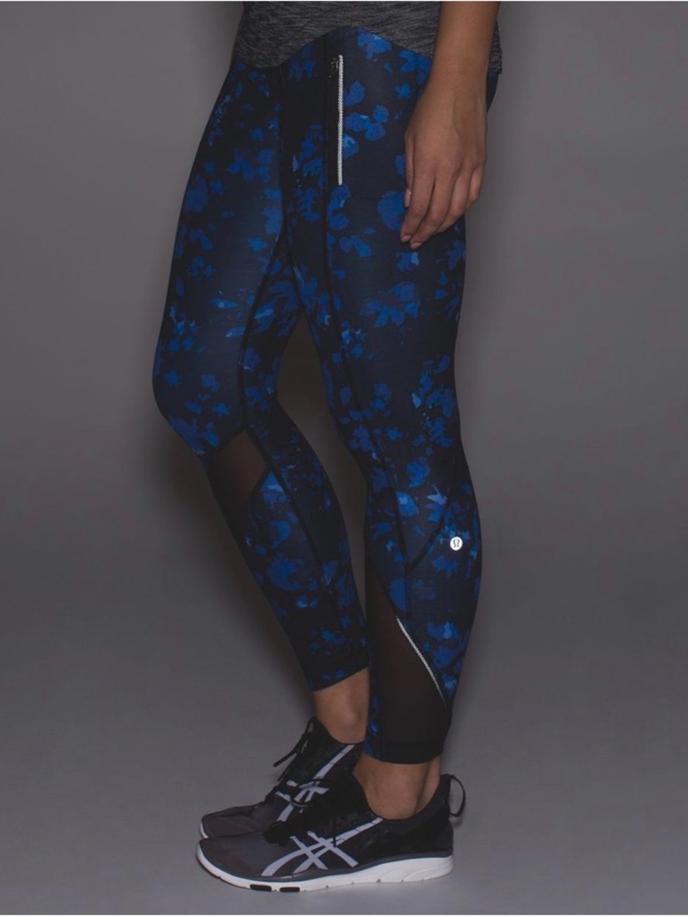 Lululemon Inspire Tight II Sz 4 Full-On Luxtreme Mesh 7/8 Leggings Black Blue